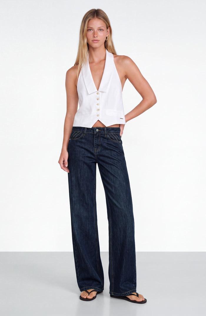 Indigo Pleated Denim Pants