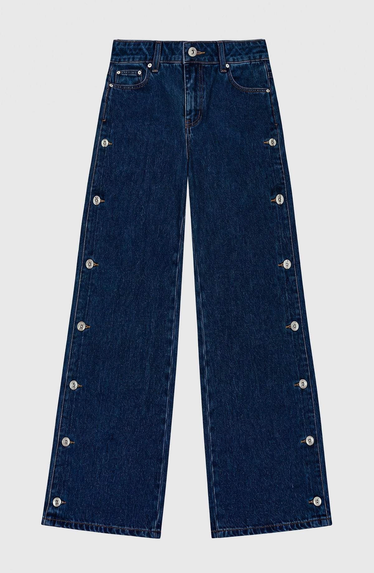 Indigo Pants with Side Buttons