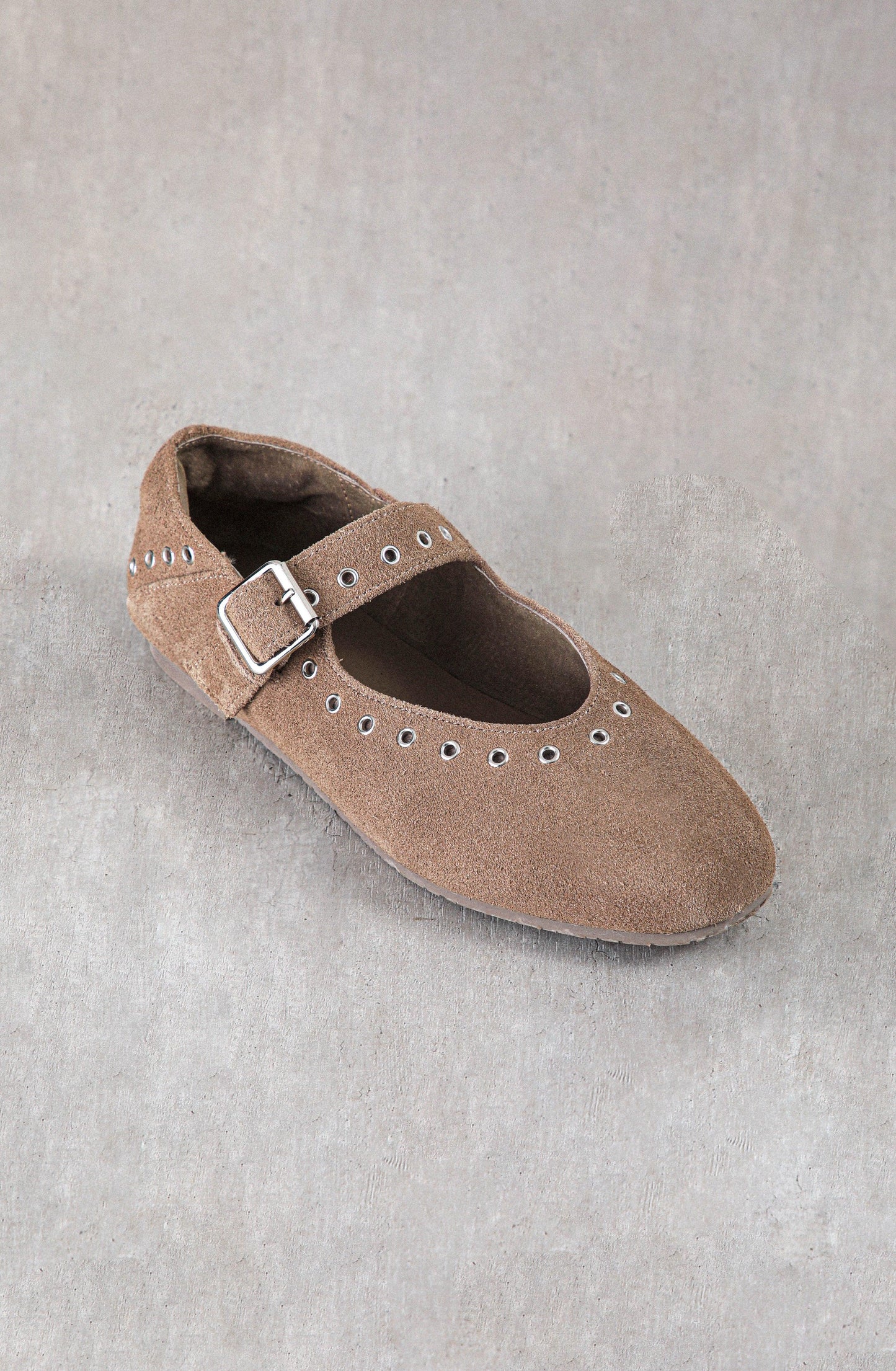 Taupe Eyelet Ballet Flats