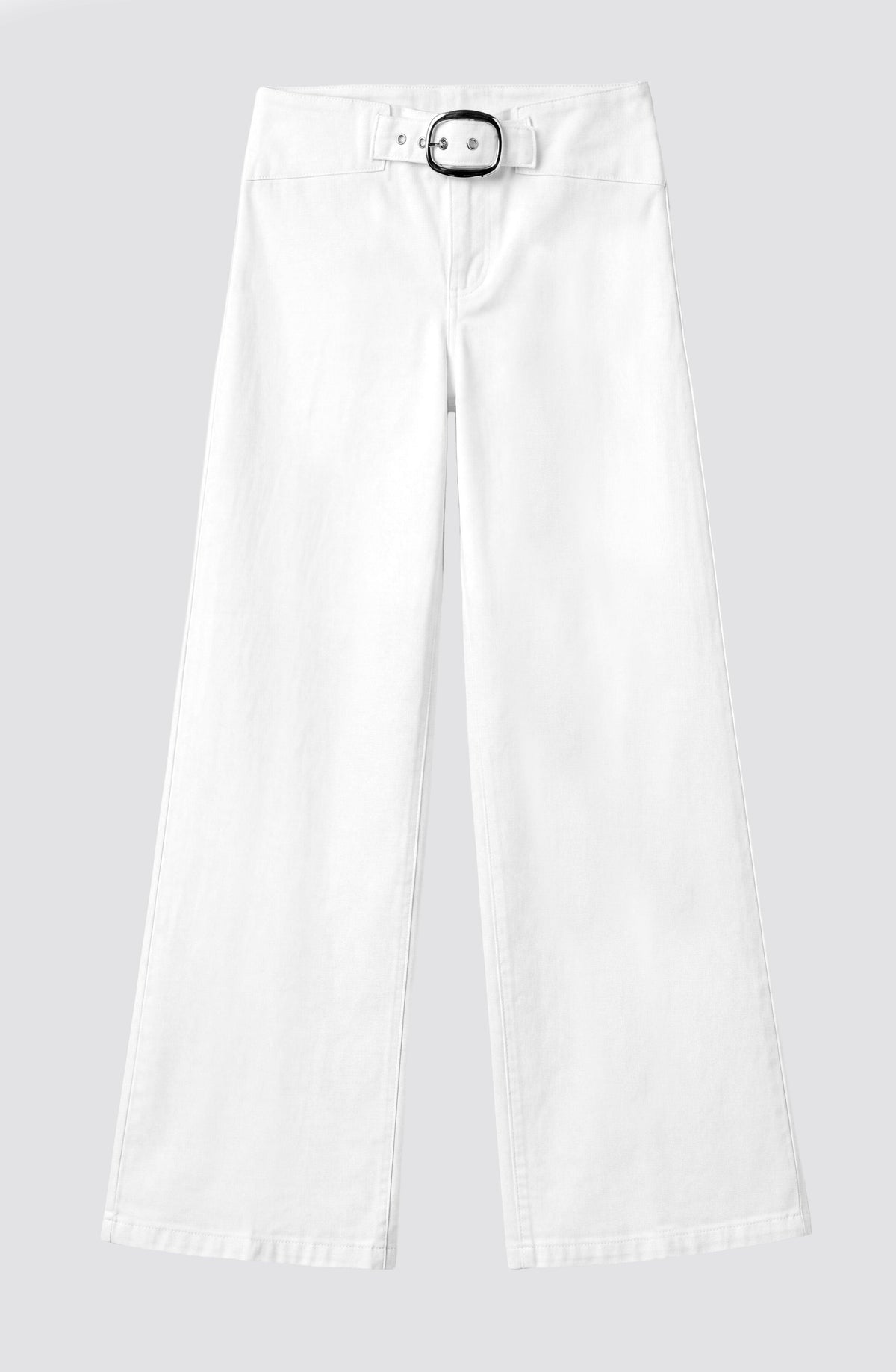 White Belted Waistband Pants