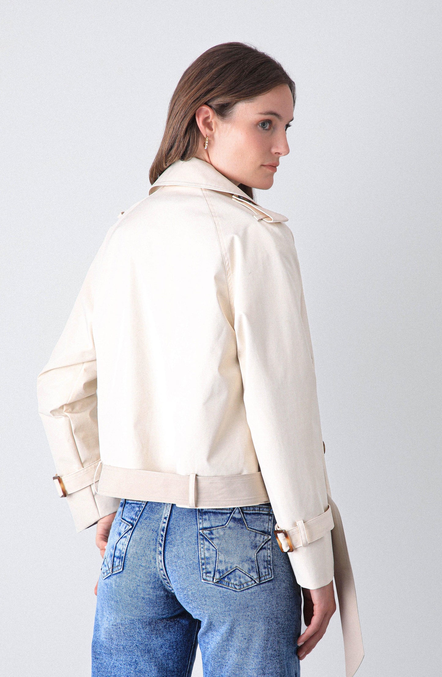 Cropped Ecru Trench Coat