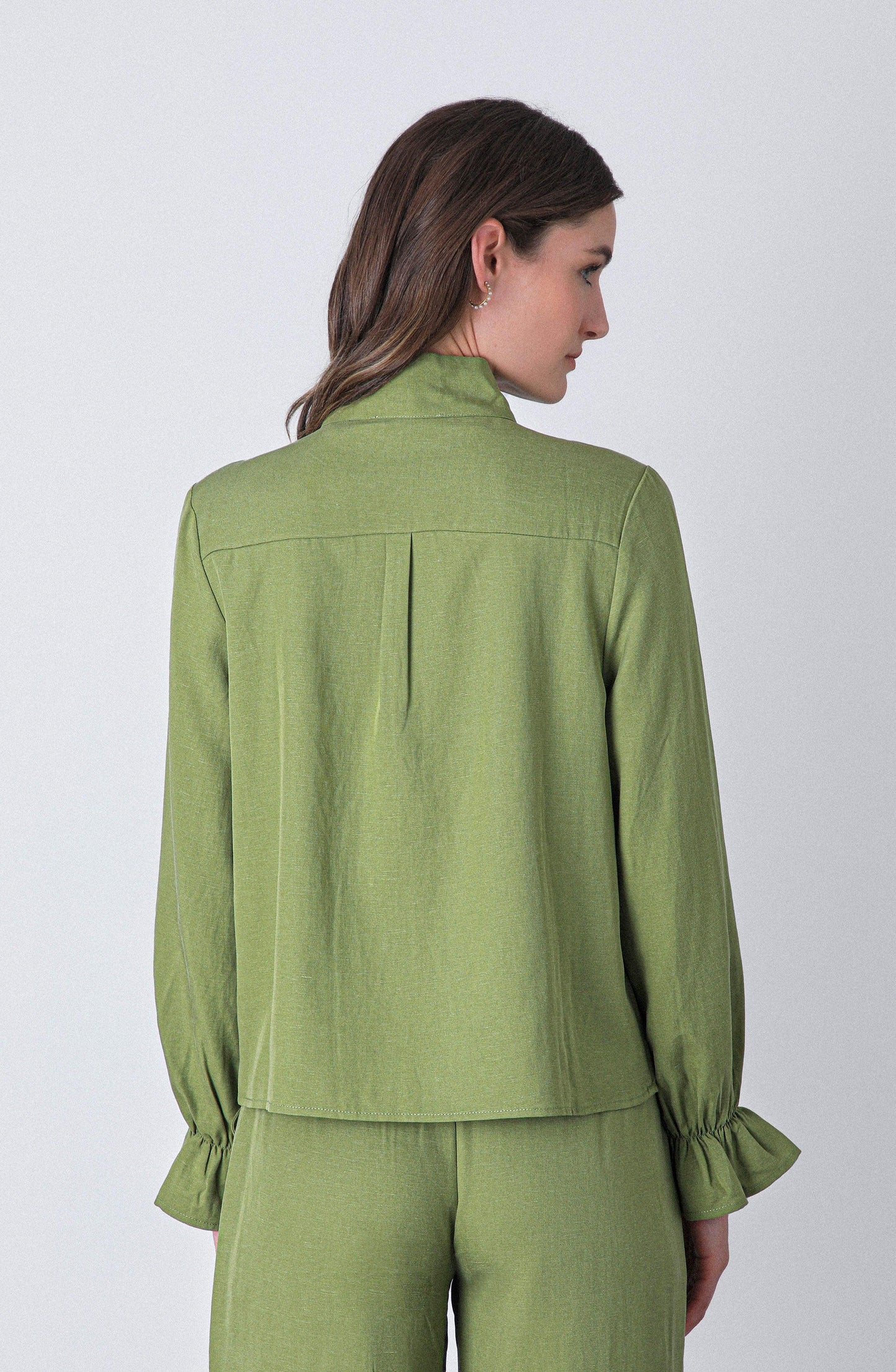Green Tie Blouse