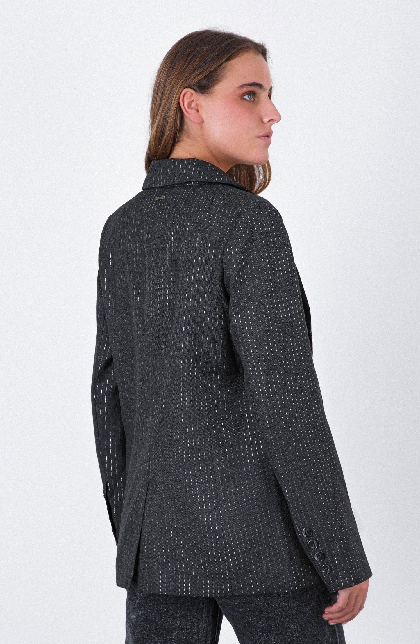 Gray Lurex Stripe Blazer