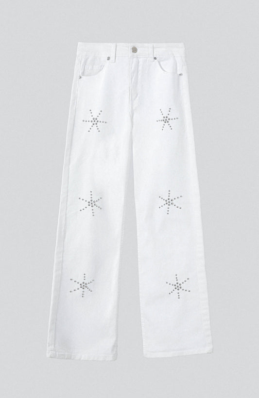 Pantalón Dibujo Flores White