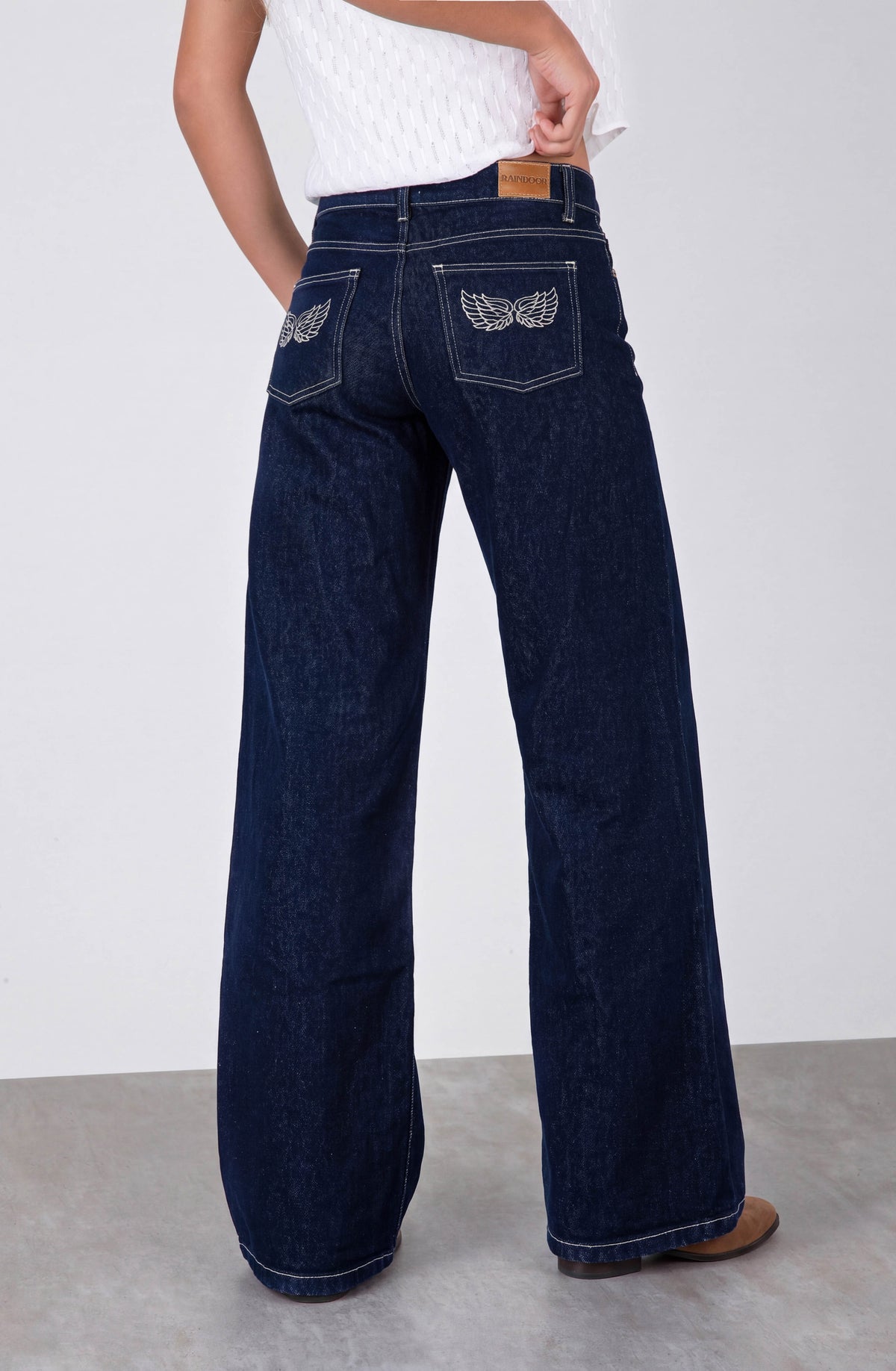 Low-Rise Embroidered Wings Pants