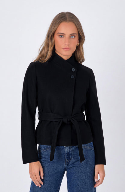 Black Double-Breasted Bow Blazer