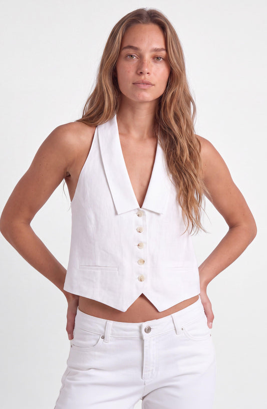 White Linen Vest