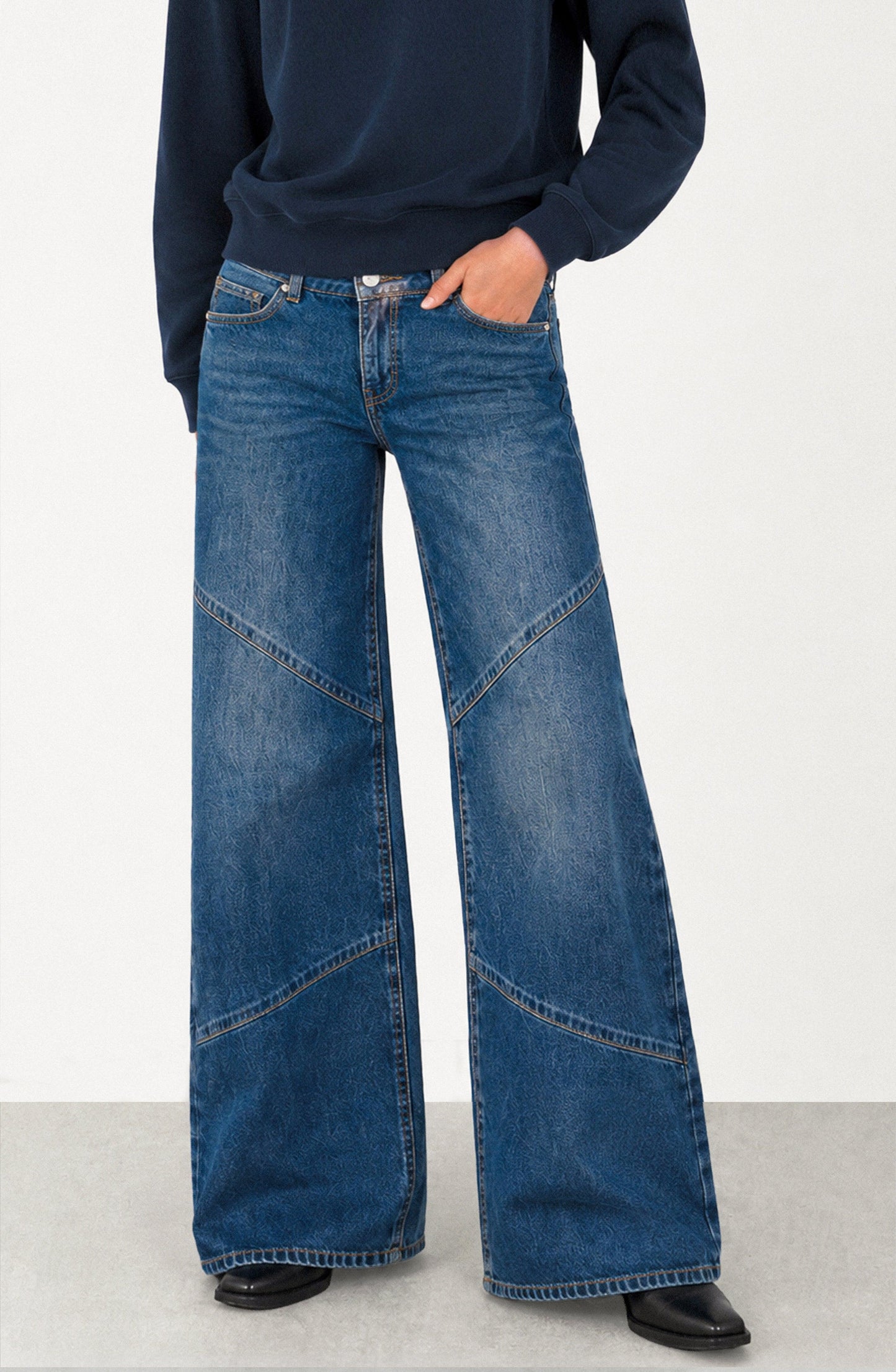 Dark Blue Seams Pants