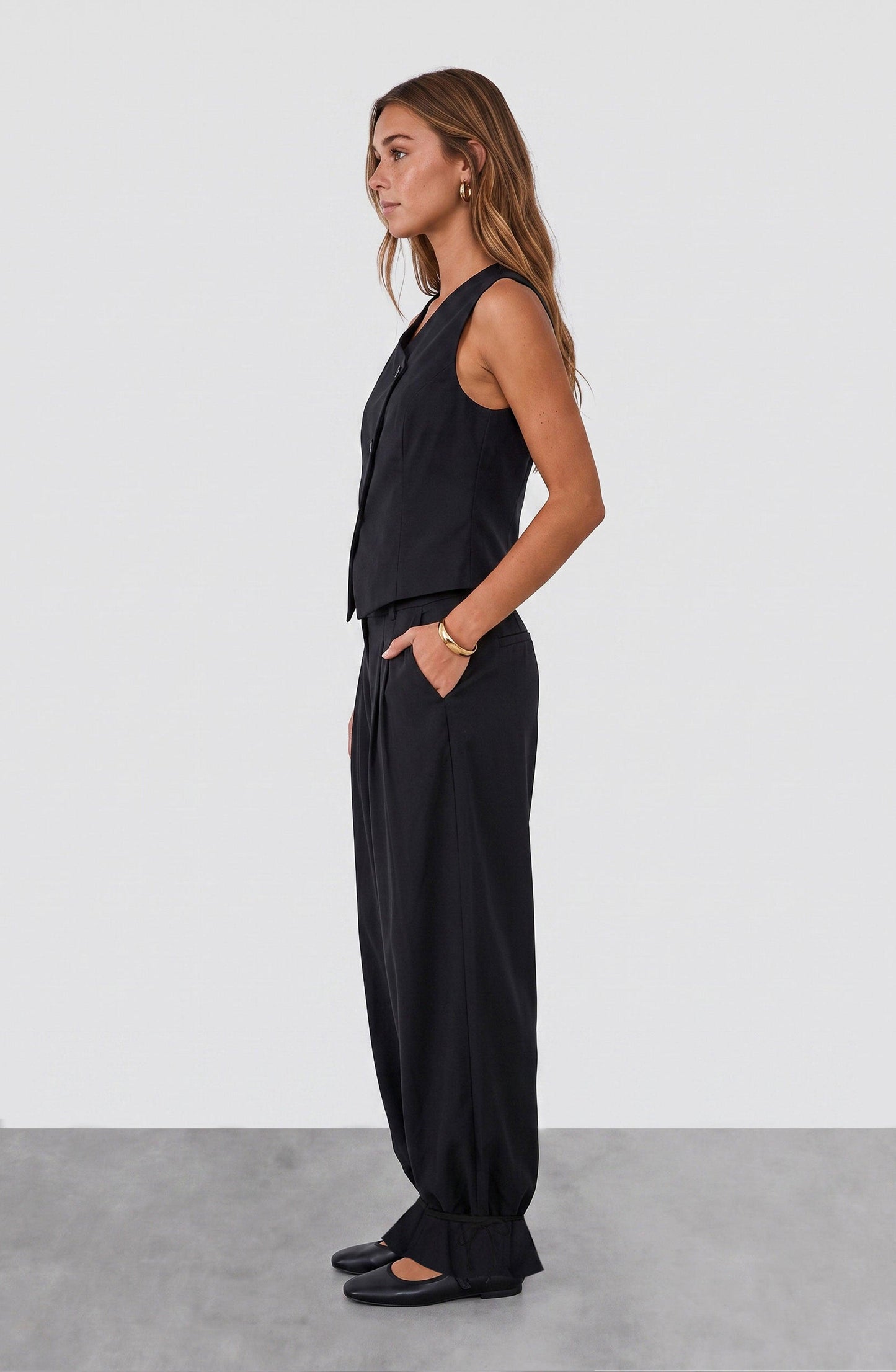 Black Tencel Tailored Pants