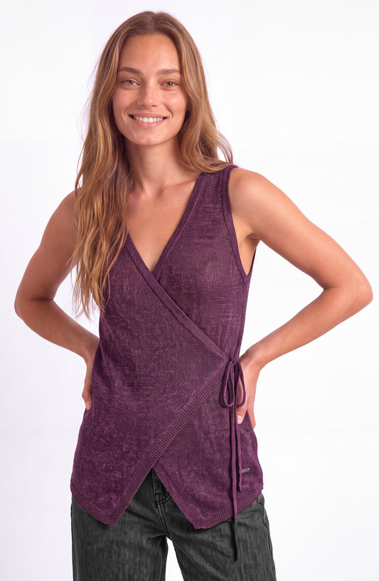 Purple Knit Bow Vest