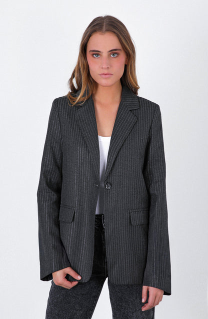 Gray Lurex Stripe Blazer