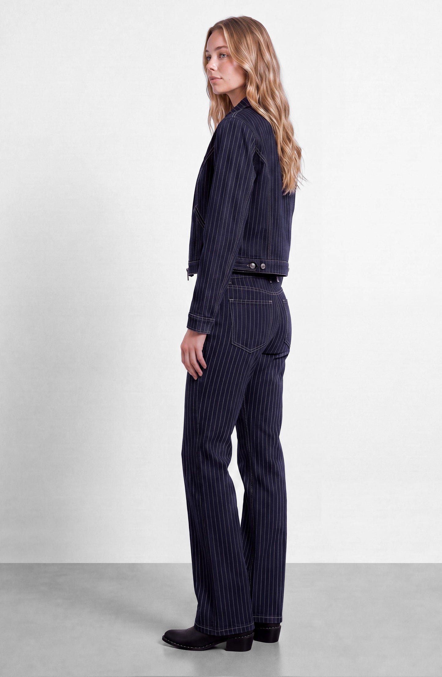Indigo Striped Denim Pants