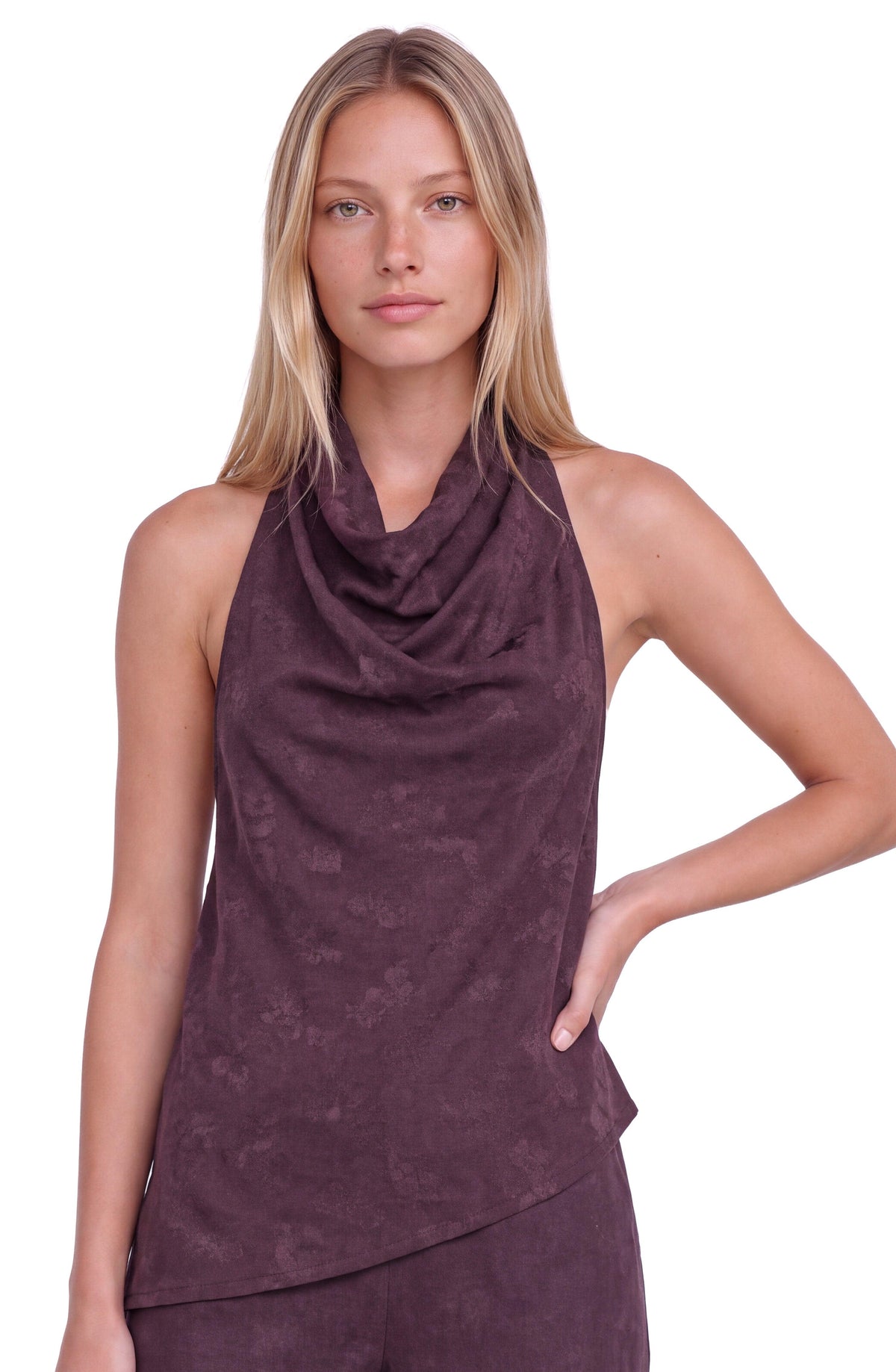 Purple Asymmetrical Halter Top