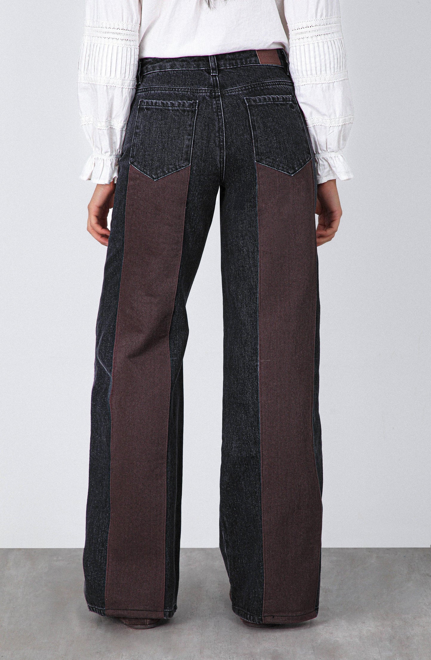 Brown Denim Pants with Application