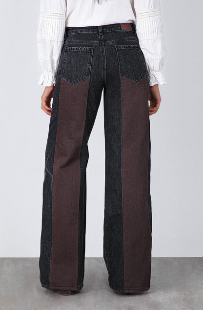 Brown Denim Pants with Application