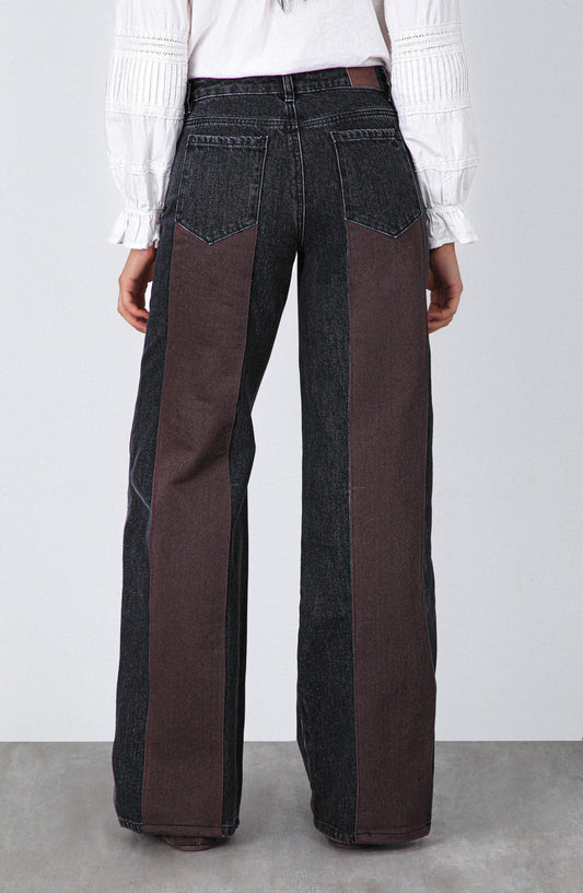 Brown Denim Pants with Application