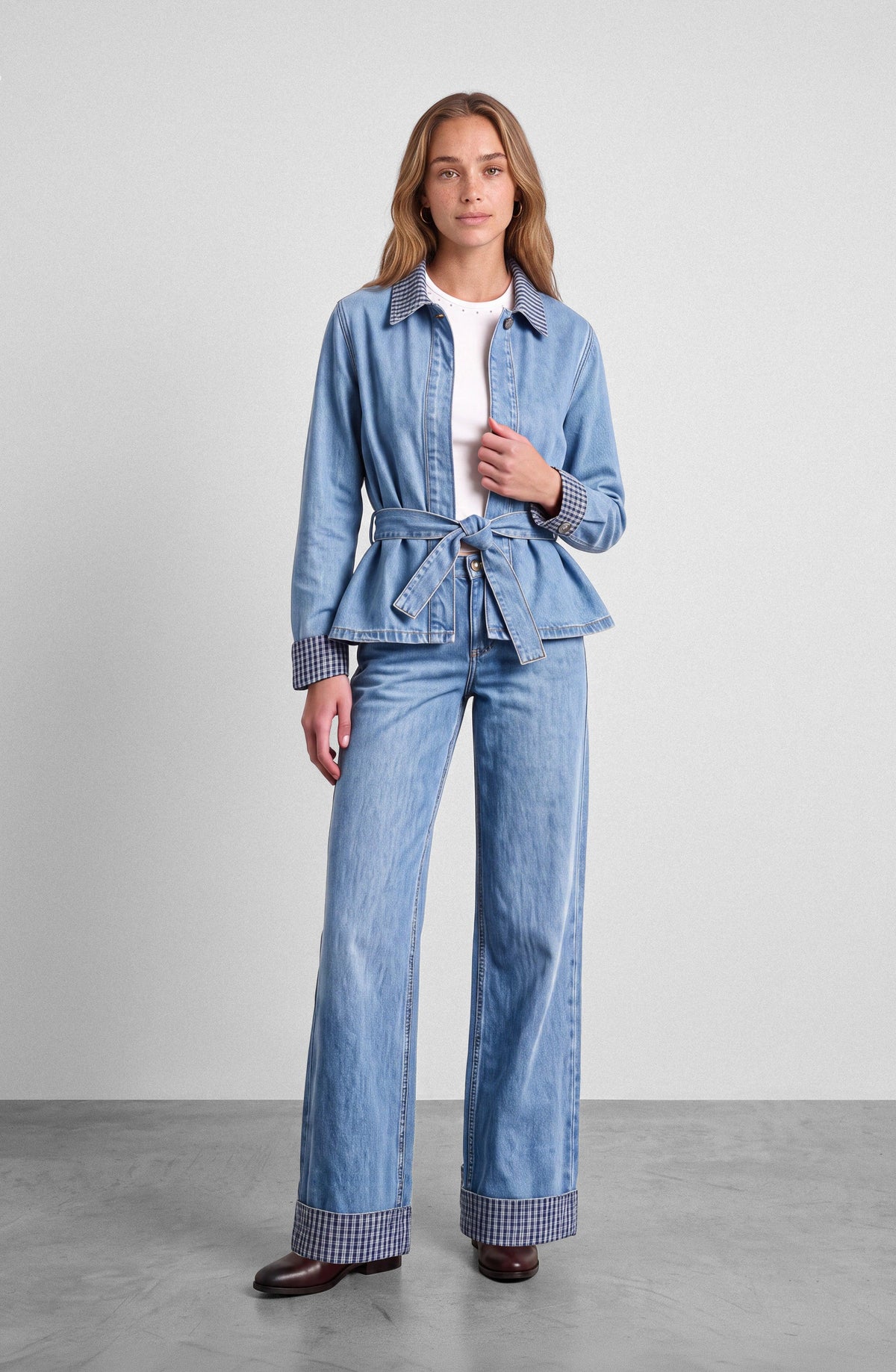 Blue Print-Detail Jacket