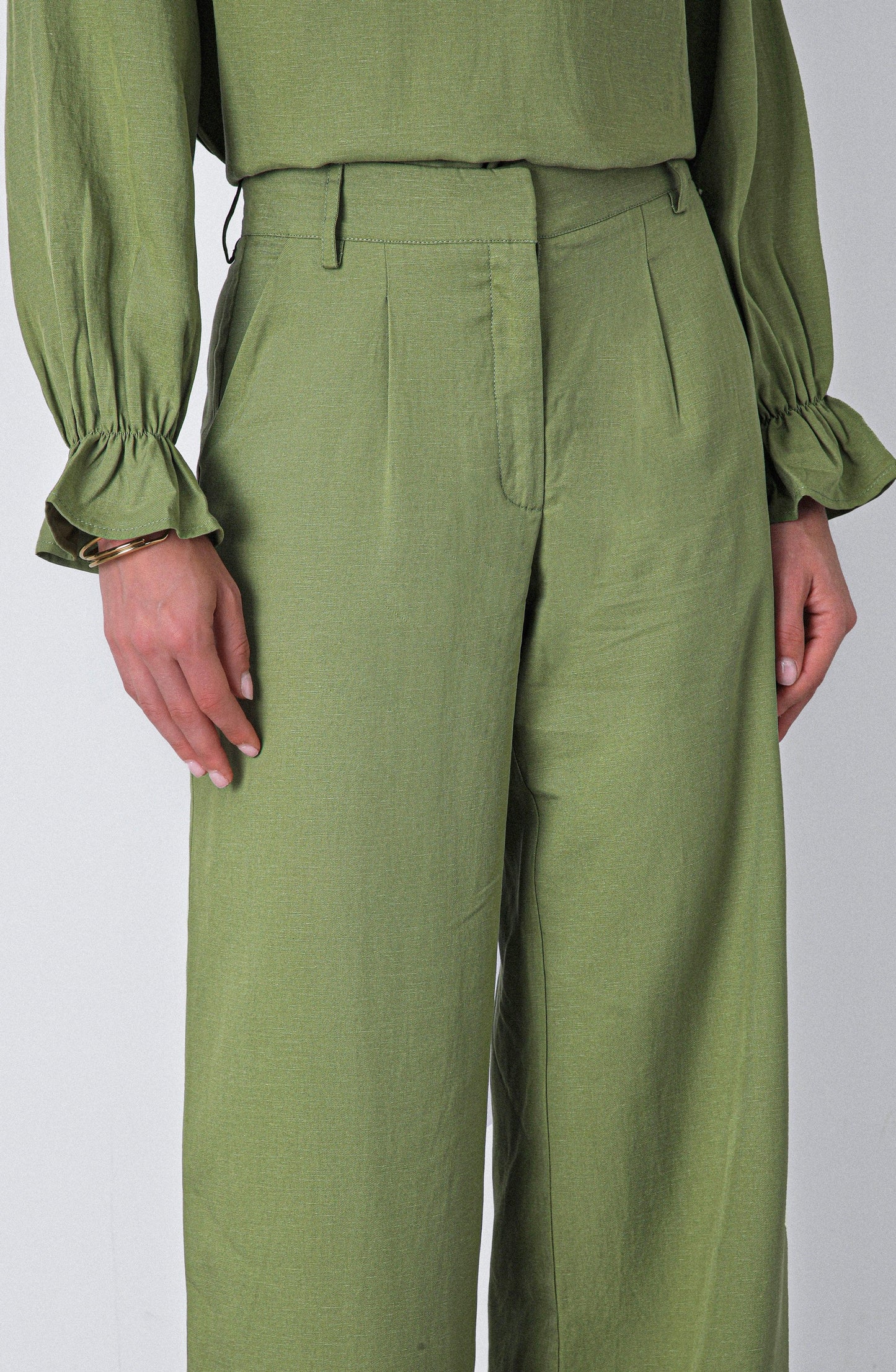 Green Straight Pants