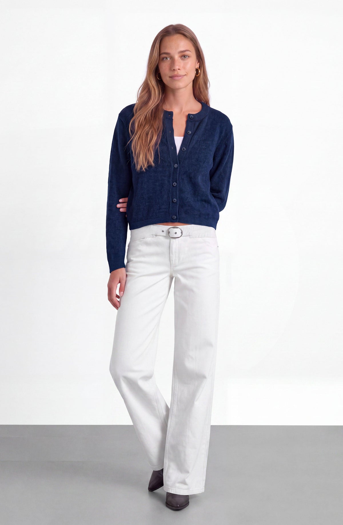 White Belted Waistband Pants