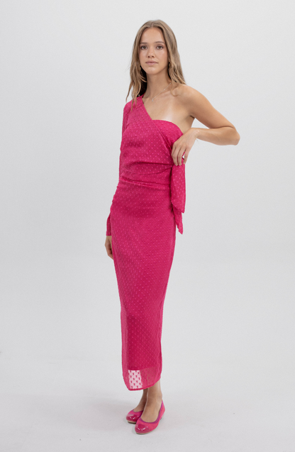 Fuchsia Strapless Dress with Bolero