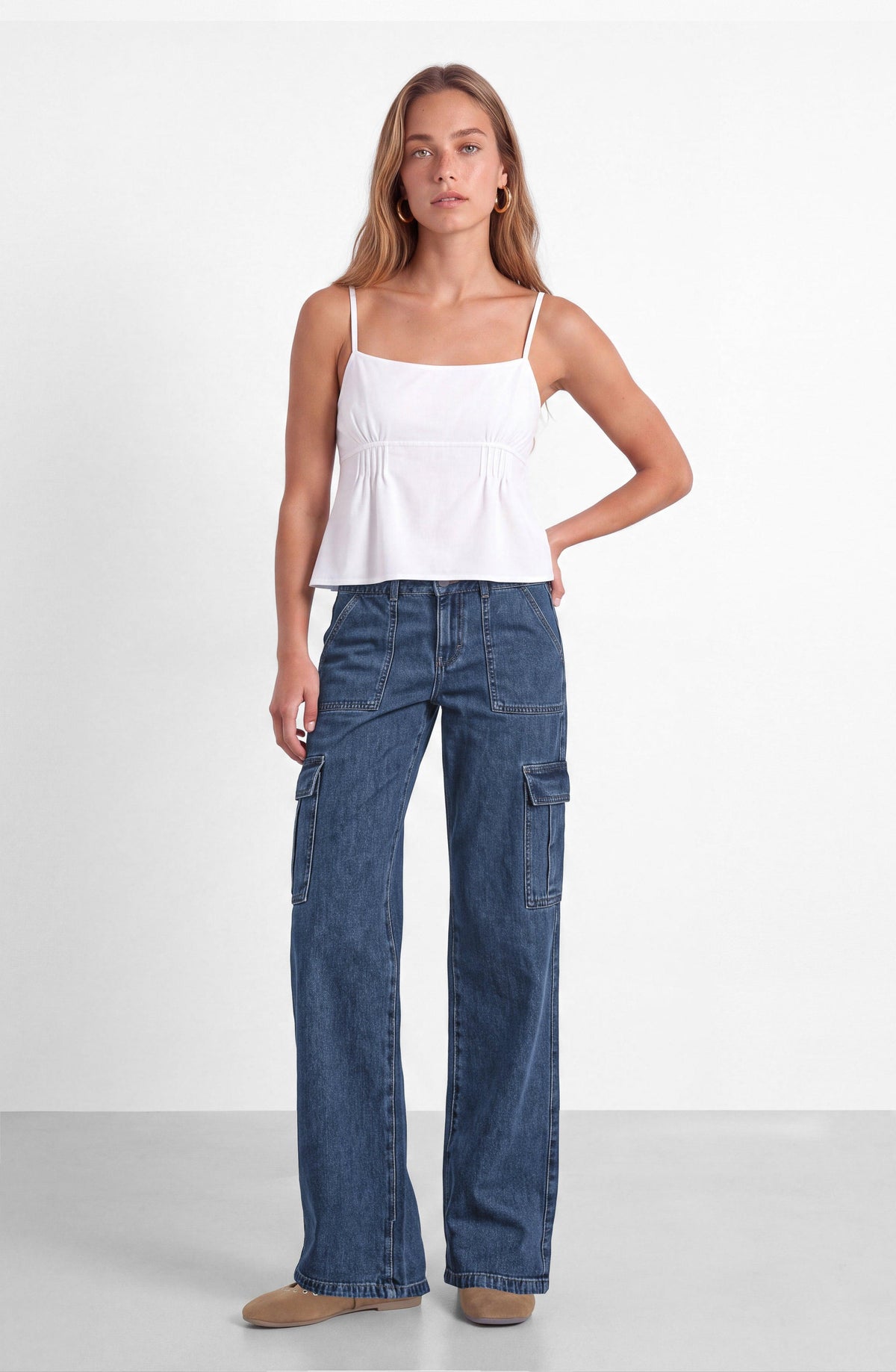 Blue Denim Cargo Pants