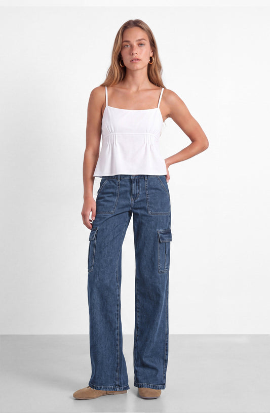 Blue Denim Cargo Pants