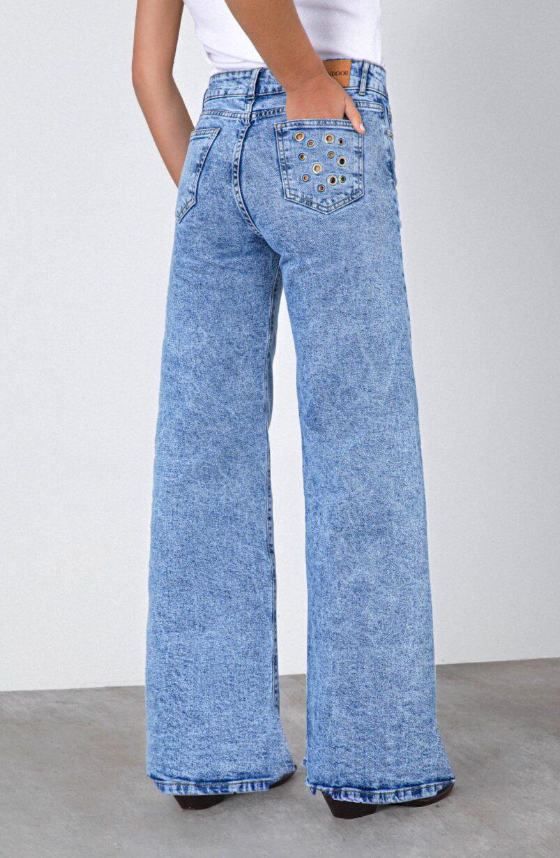 Blue Ojal Back Pocket Pants