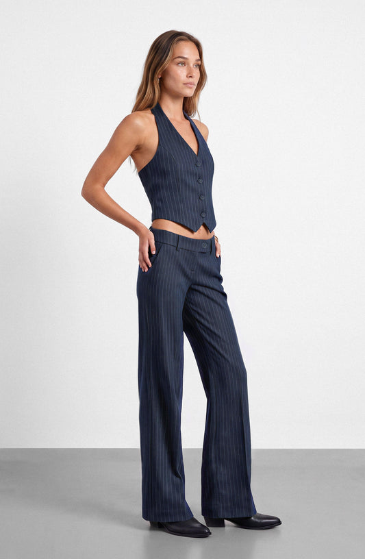 Blue Lurex Striped Vest