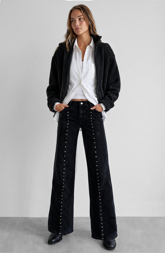 Gray Star Stud Cutout Pants