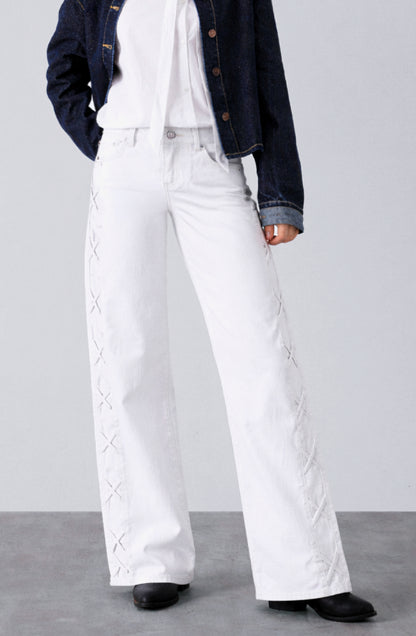 White Side Stripe Pants