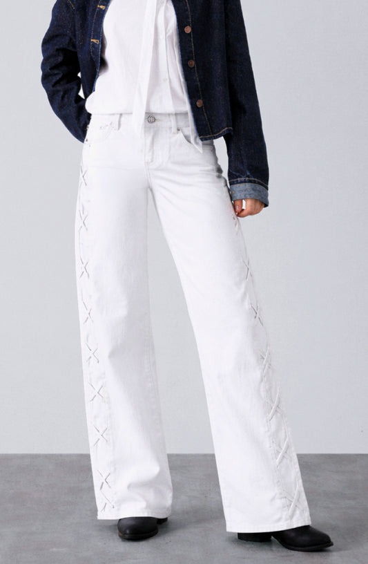 White Side Stripe Pants