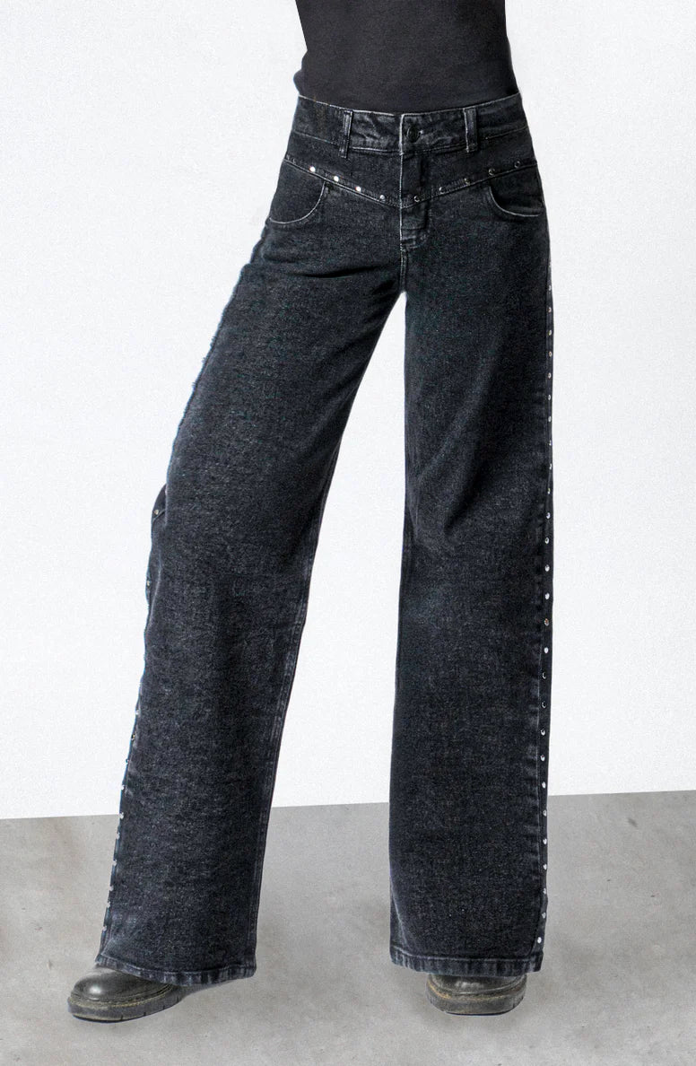 Black Pants with Front Studs