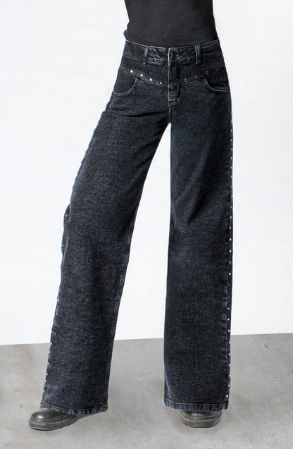Black Pants with Front Studs