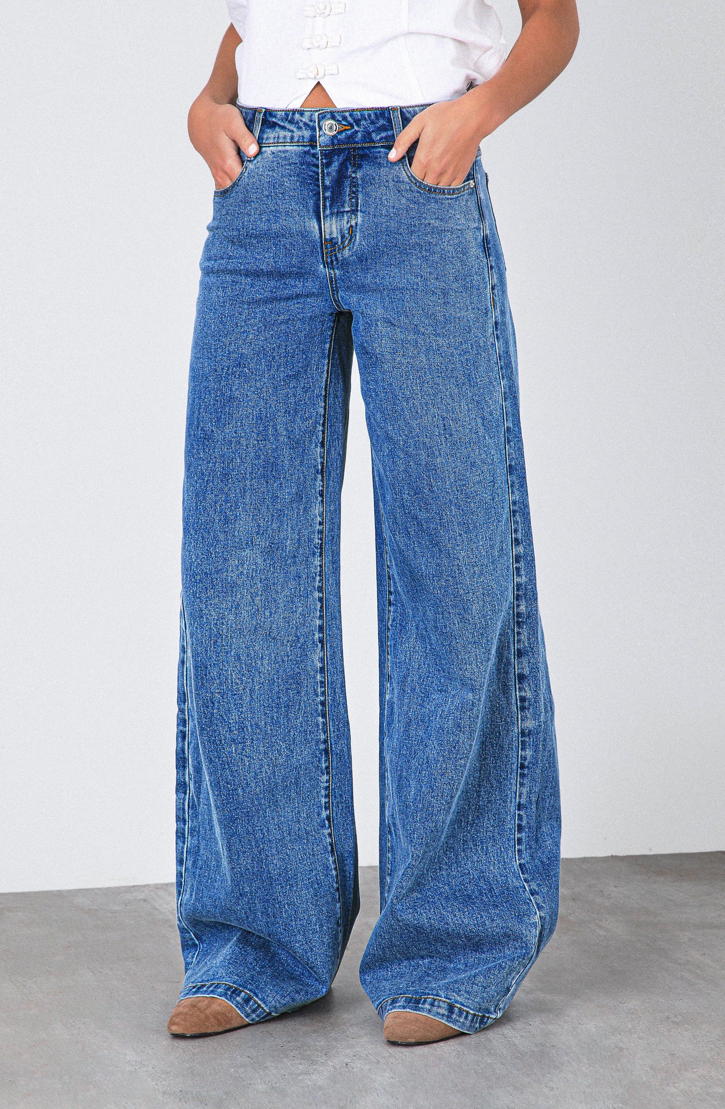 Blue Low Rise Pants