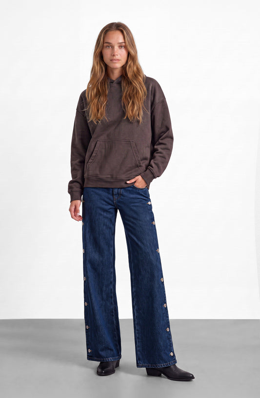 Indigo Pants with Side Buttons
