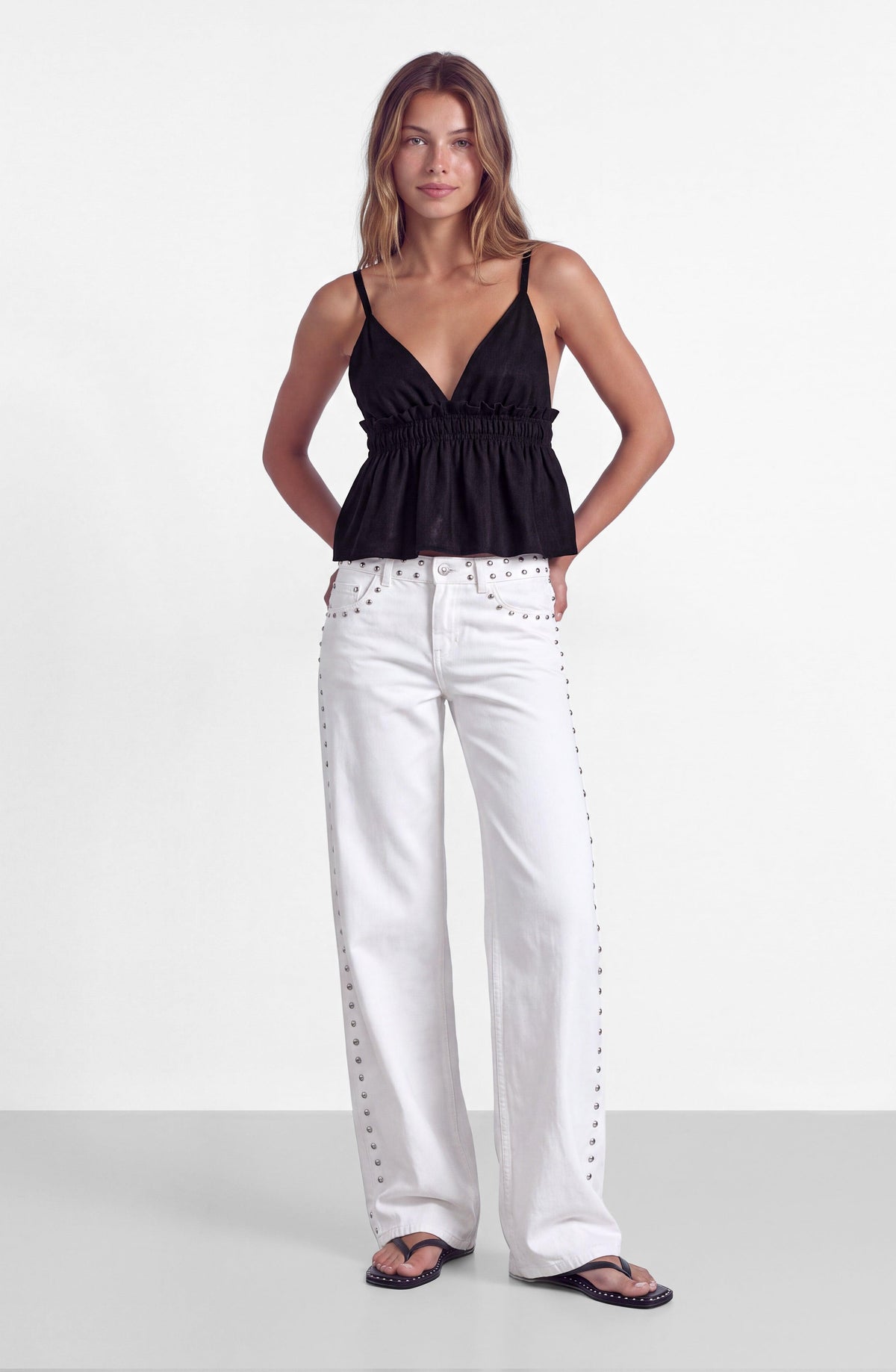 White Multi-Stud Pants