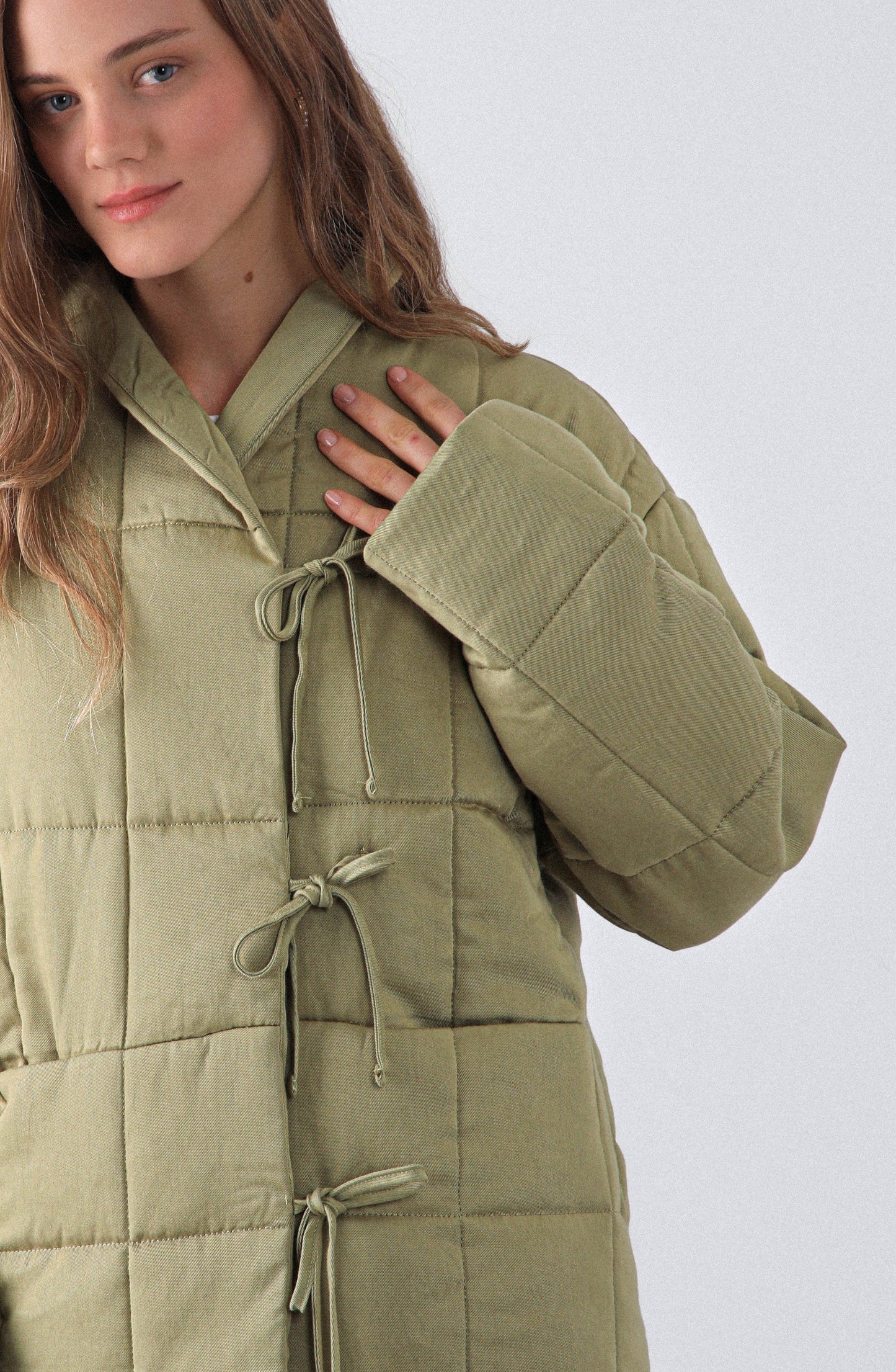 Pistachio Quilted Jacket with Straps