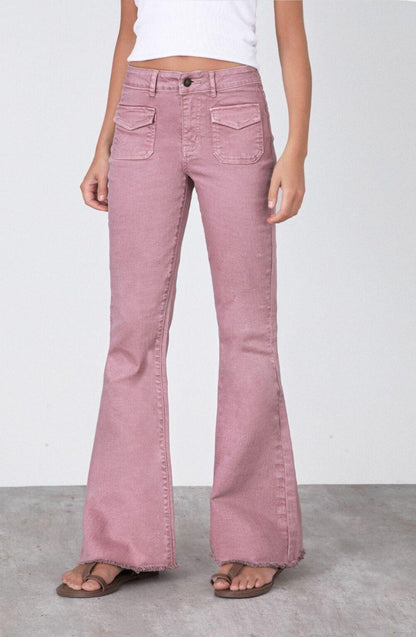 Pink Flare Pocket Pants