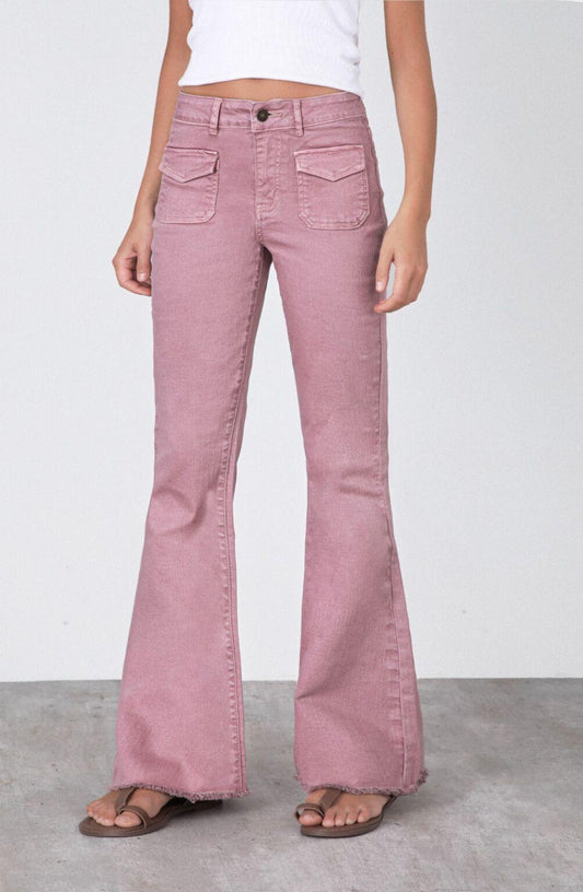 Pink Flare Pocket Pants