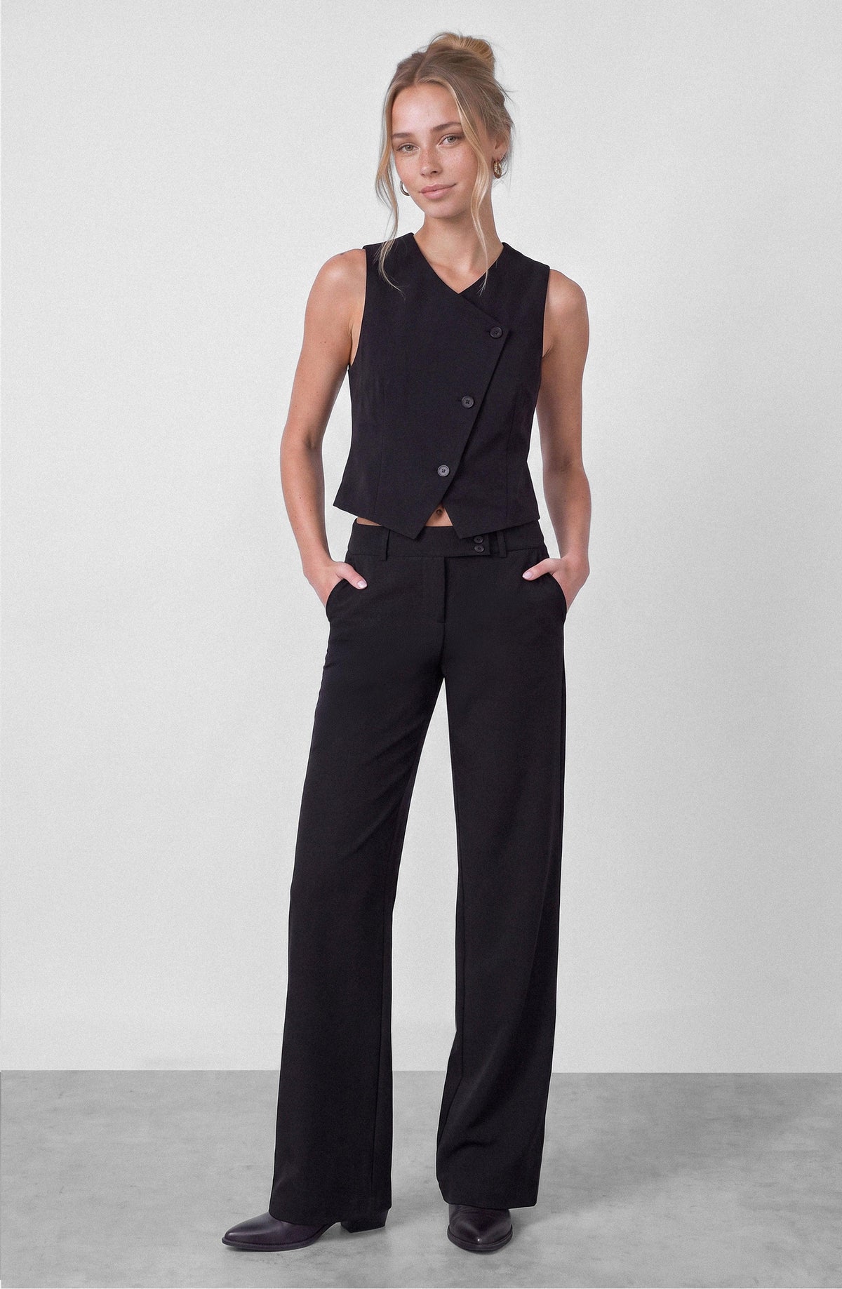 Black Tailored Pants with Waistband
