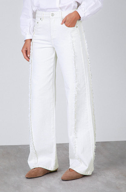 White Fringe Pants