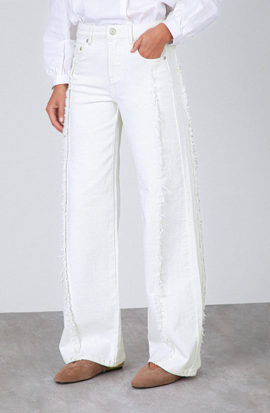 White Fringe Pants