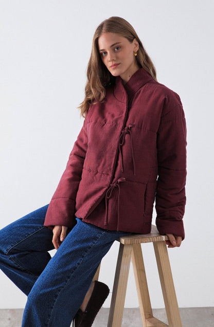 Burgundy Crossed Bow Jacket