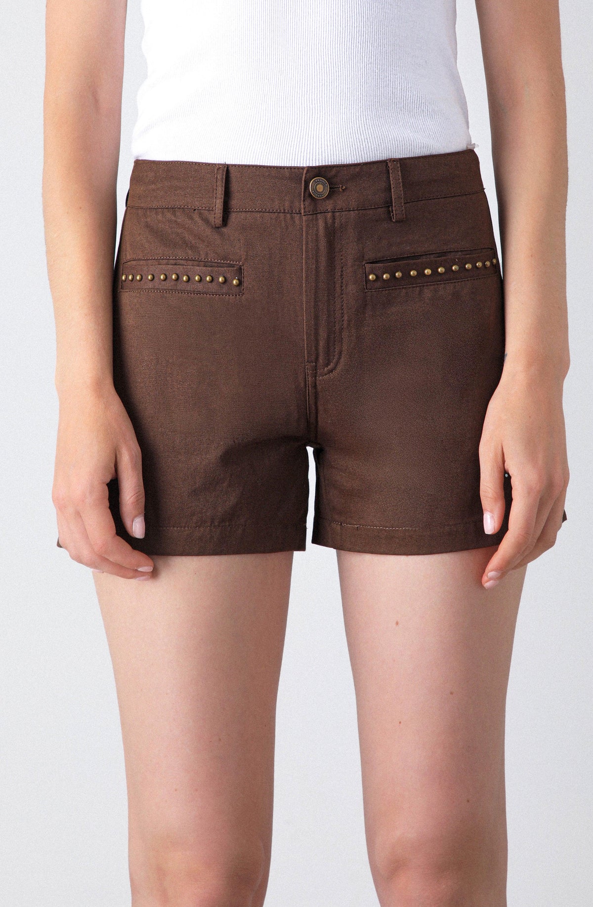 Brown Studded Shorts