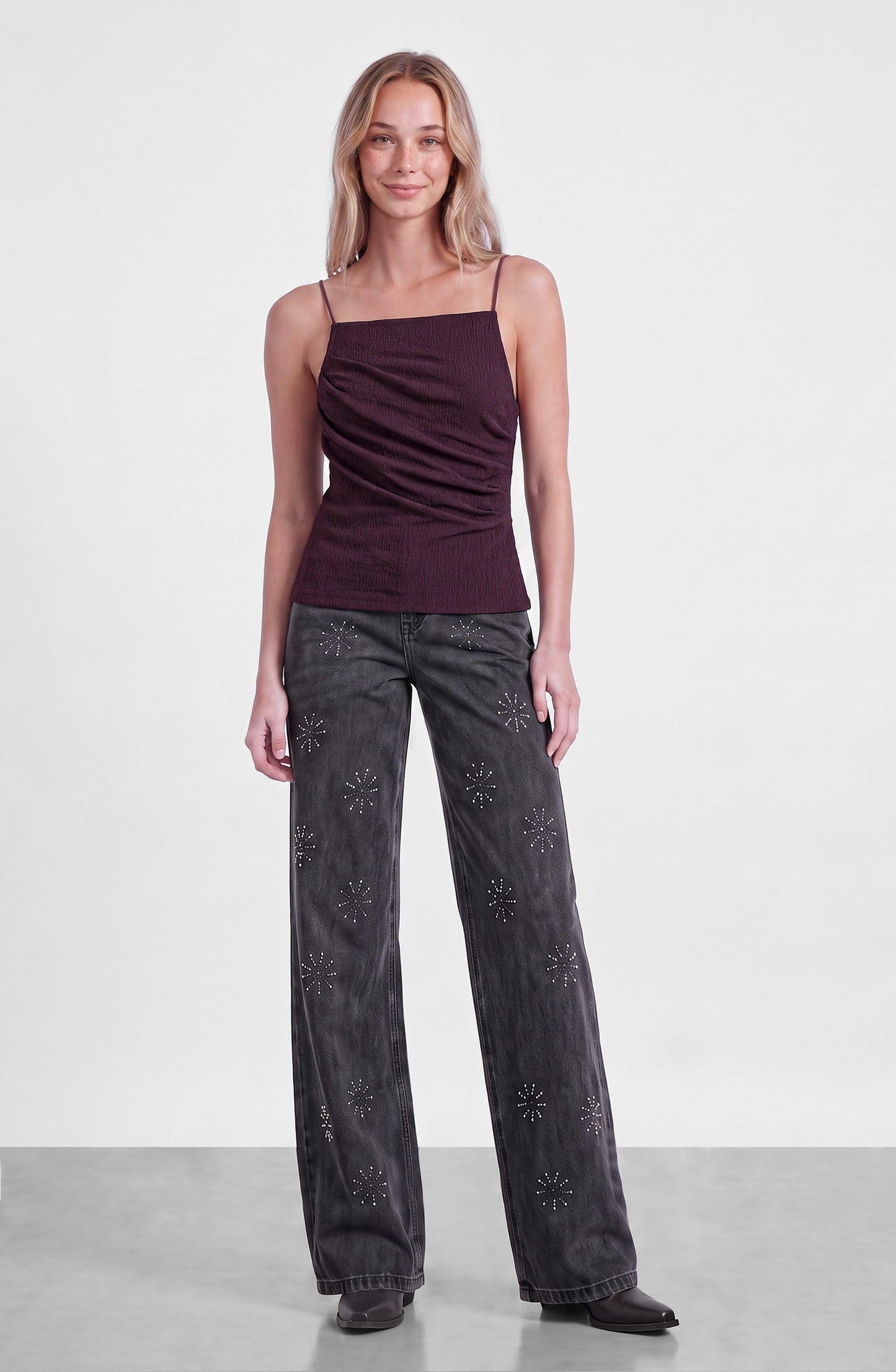 Top Drapeado Backless Burgundy