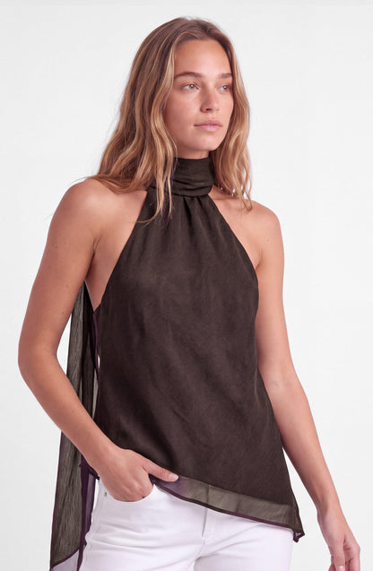 Brown Asymmetrical Blouse