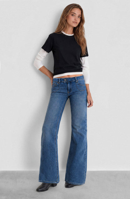 Blue Button Waistband Pants