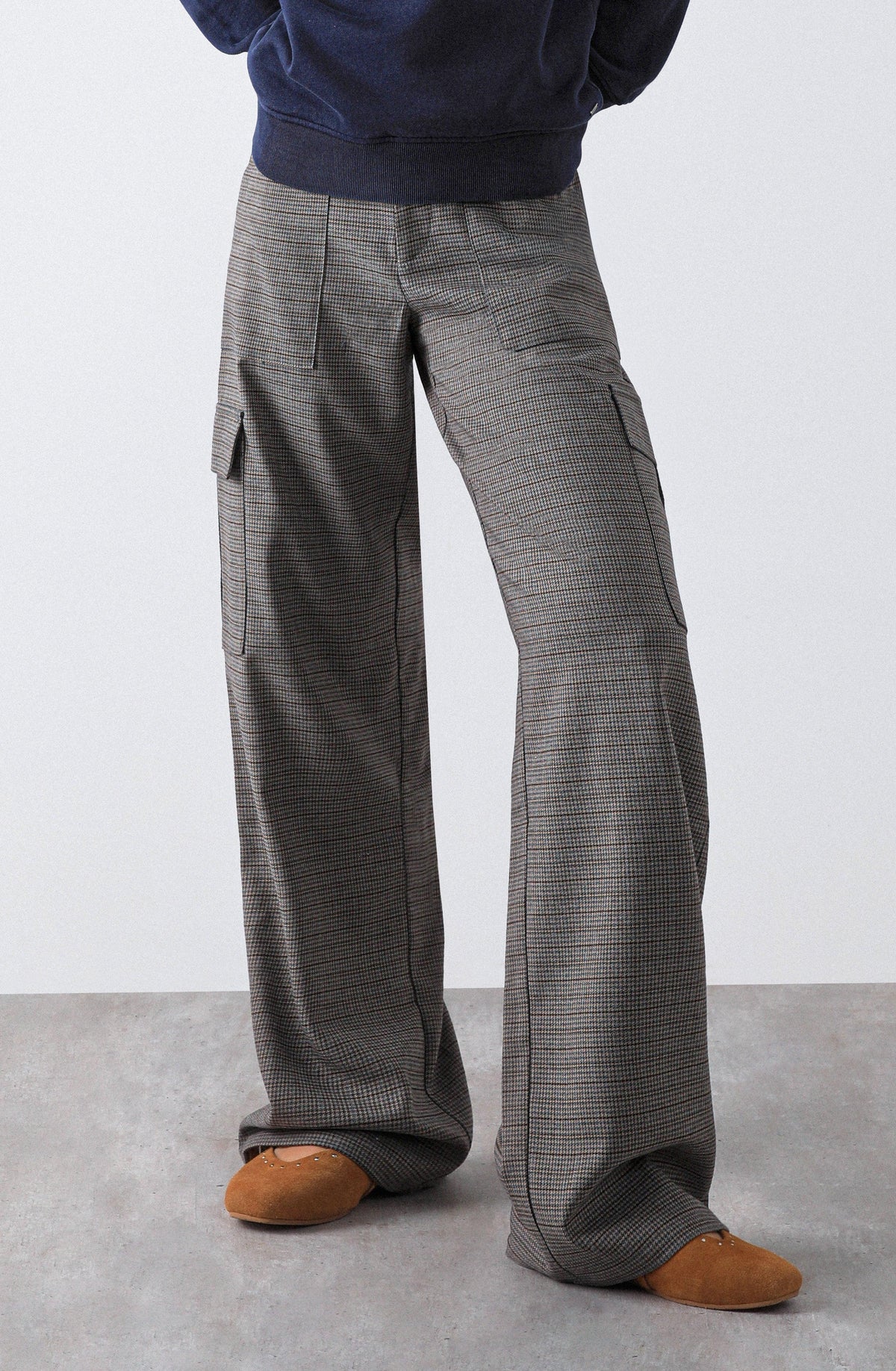 Brown Knit Cargo Pants