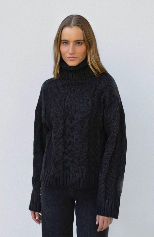 Black Braided Sweater