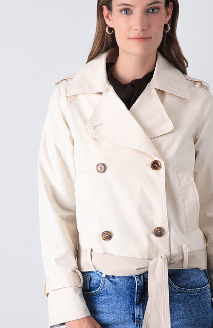Cropped Ecru Trench Coat